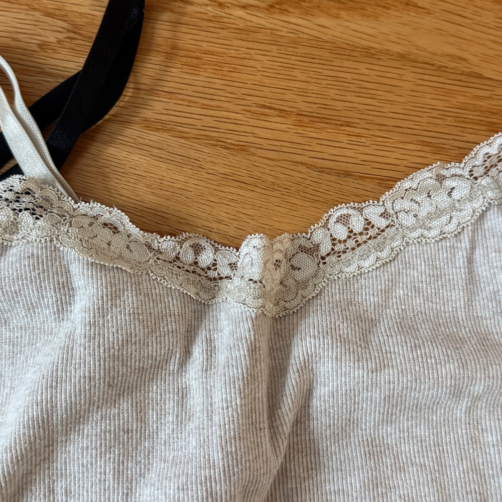 Faded Glory Black and Cream Lace Ribbed Camisole Bundle (XXL) - Picture 3 of 6